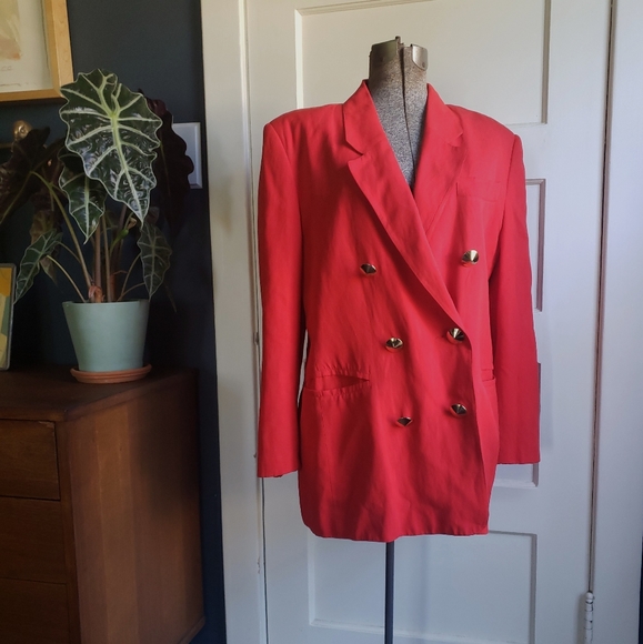 VTG Oversize Cherry Red Blazer - Picture 1 of 8